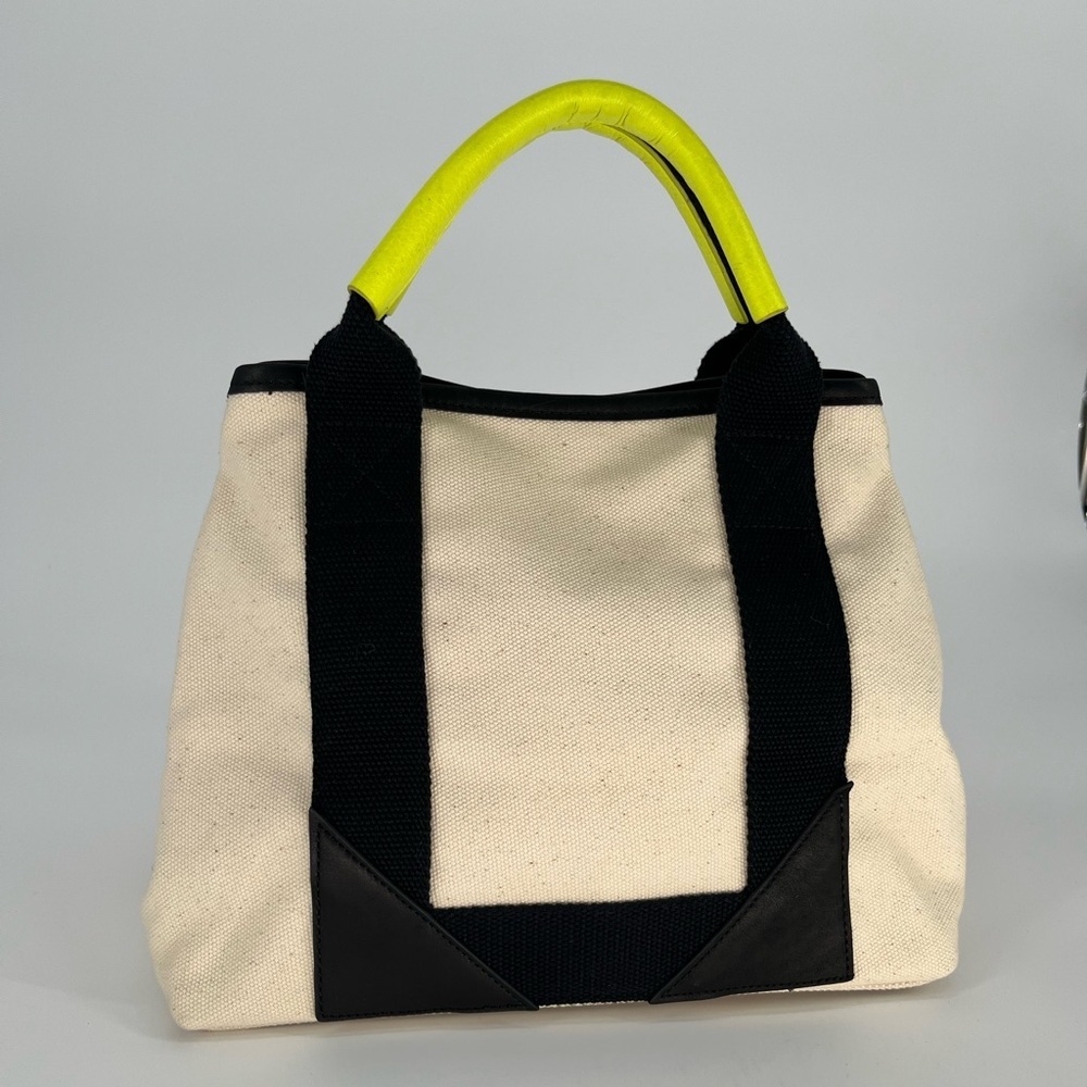 EUC India Hicks Baby Biscayne Bay Canvas & Leather Bag in Sand and Black Combo - Picture 5 of 13